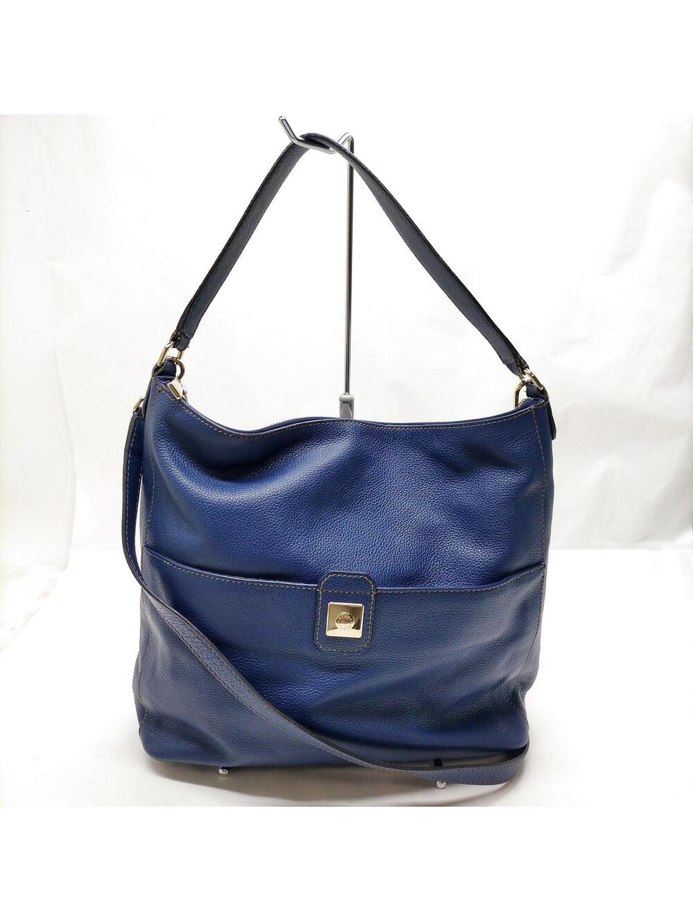 FURLA Hand Bag Navy Blue Leather 1069459